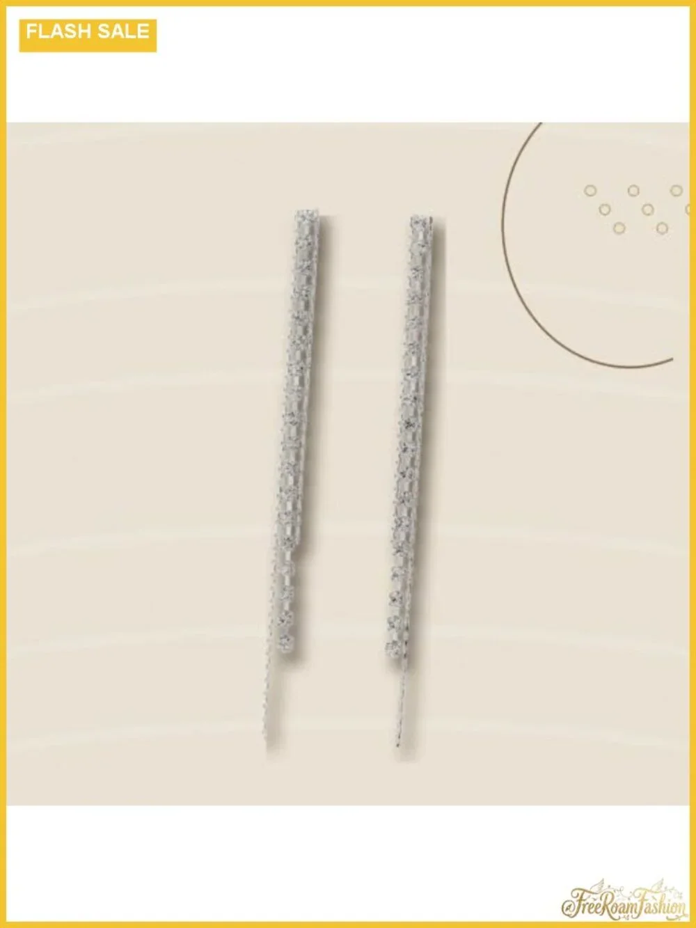 Crystal Rhinestone Linear Drop Earrings Silvertone Push Back